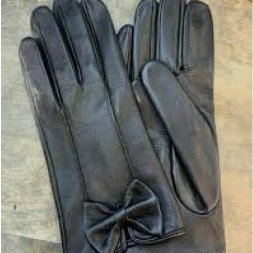 Barneys New York Black Leather Gloves with Bow Accents! 🆕 real leather!